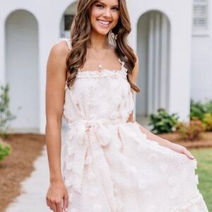 Meet You There Cream White Swiss Dot Midi Dress size large